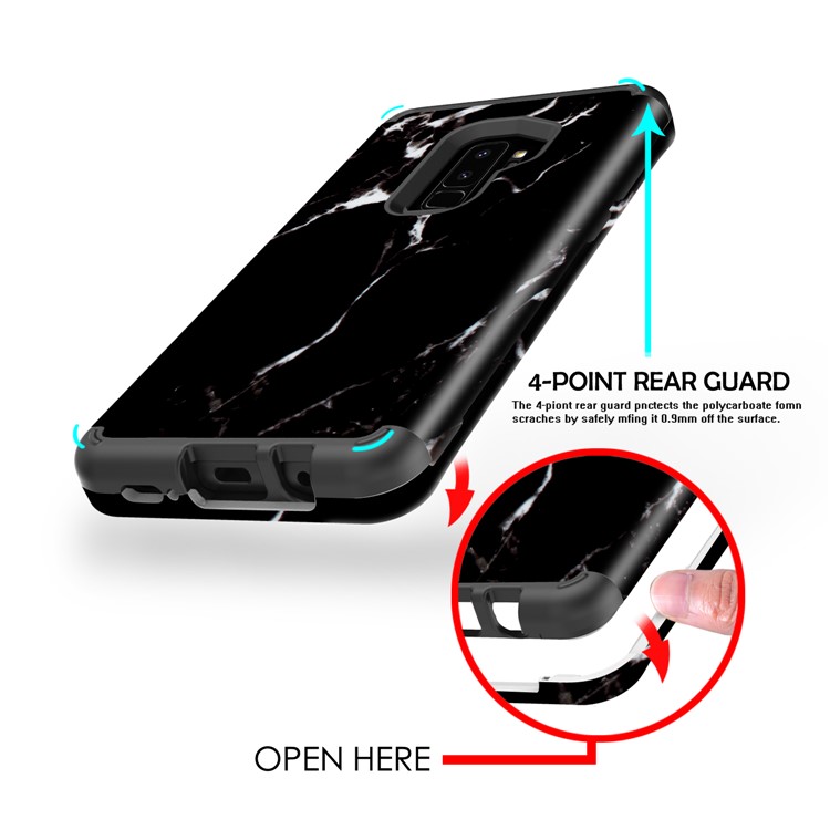 Marble Pattern 2-in-1 Heavy Duty PC + Silicone Hybrid Shockproof Case for Samsung Galaxy S9+ G965 - White / Black-5