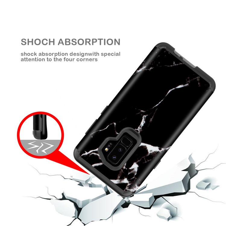 Marble Pattern 2-in-1 Heavy Duty PC + Silicone Hybrid Shockproof Case for Samsung Galaxy S9+ G965 - White / Black-7