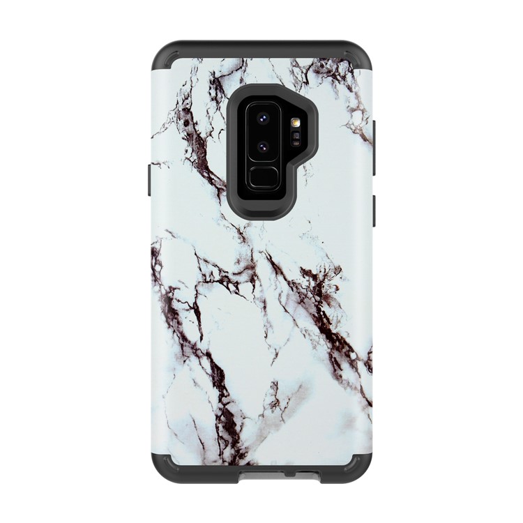 Marble Grain 2-in-1 Heavy Duty PC + Silicone Combo Cover for Samsung Galaxy S9+ G965 - Black / White-2