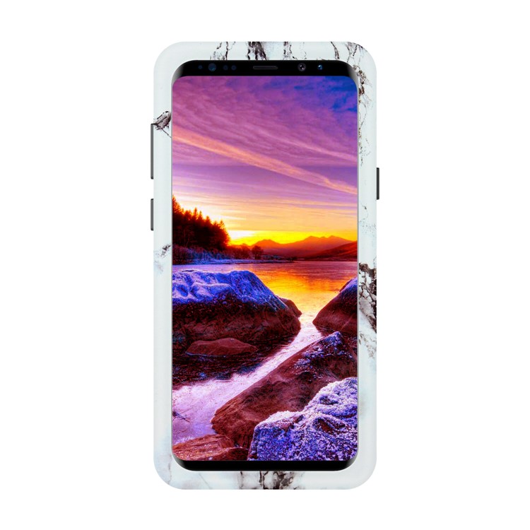 Marble Grain 2-in-1 Heavy Duty PC + Silicone Combo Cover for Samsung Galaxy S9+ G965 - Black / White-3