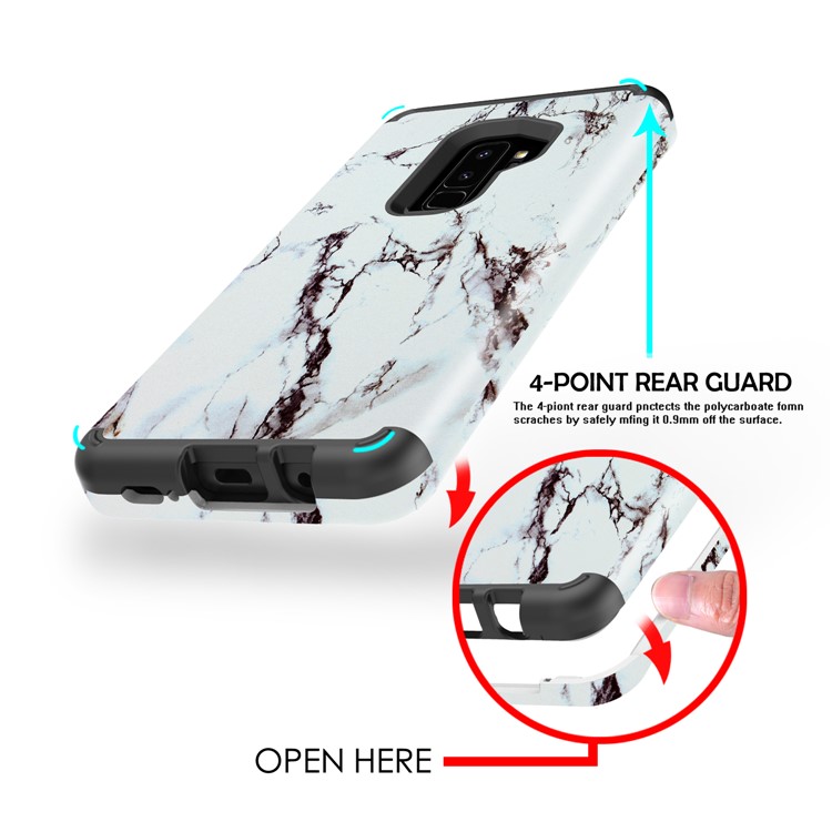 Marble Grain 2-in-1 Heavy Duty PC + Silicone Combo Cover for Samsung Galaxy S9+ G965 - Black / White-5
