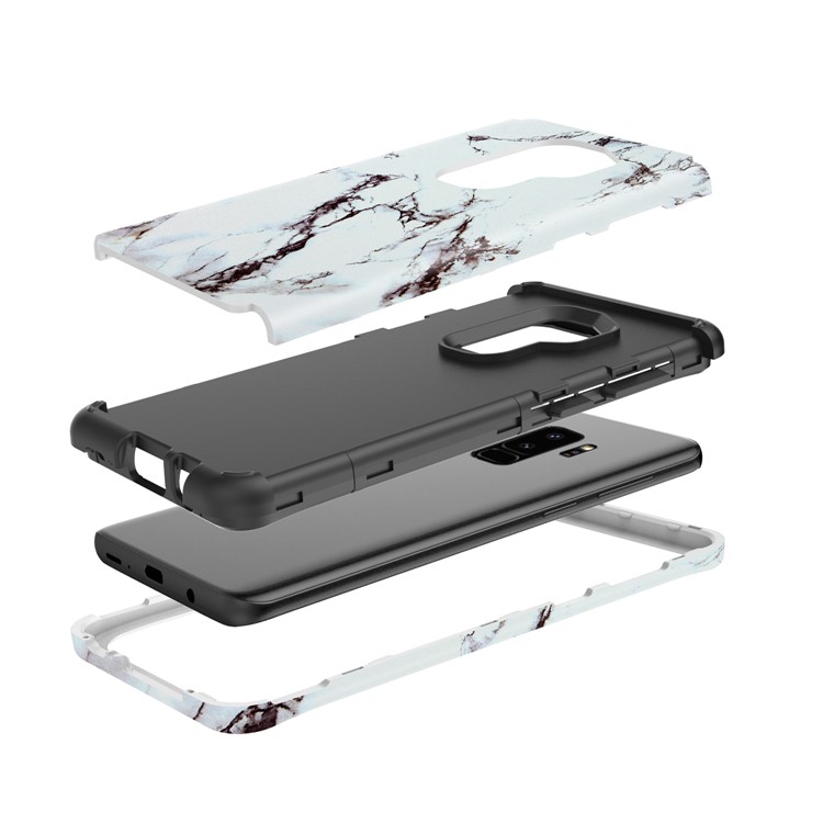 Marble Grain 2-in-1 Heavy Duty PC + Silicone Combo Cover for Samsung Galaxy S9+ G965 - Black / White-6