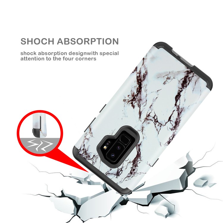 Marble Grain 2-in-1 Heavy Duty PC + Silicone Combo Cover for Samsung Galaxy S9+ G965 - Black / White-7
