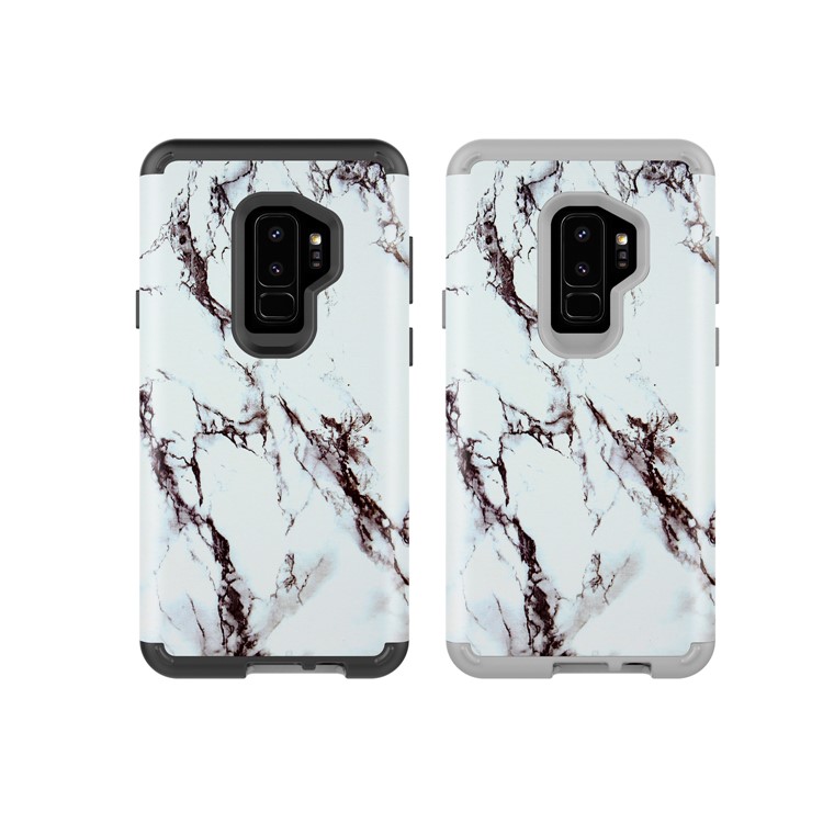 Marble Grain 2-in-1 Heavy Duty PC + Silicone Combo Cover for Samsung Galaxy S9+ G965 - Black / White-8
