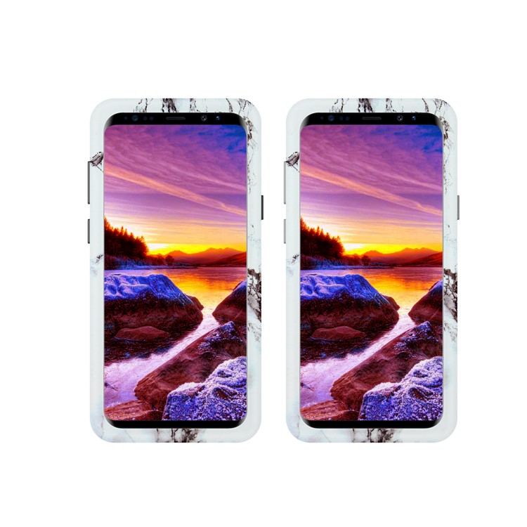Marble Grain 2-in-1 Heavy Duty PC + Silicone Combo Cover for Samsung Galaxy S9+ G965 - Black / White-9