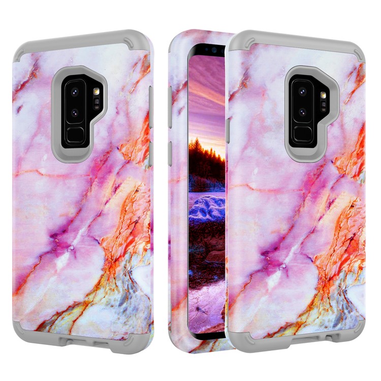 Marble Pattern PC + Silicone 2-in-1 Heavy Duty Hybrid Shockproof Case Accessory for Samsung Galaxy S9+ G965 - Multi-color-1