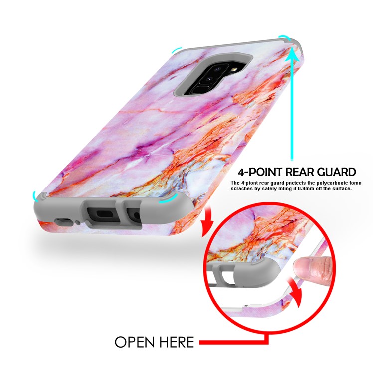 Marble Pattern PC + Silicone 2-in-1 Heavy Duty Hybrid Shockproof Case Accessory for Samsung Galaxy S9+ G965 - Multi-color-5