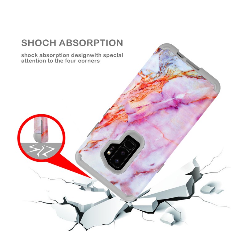 Marble Pattern PC + Silicone 2-in-1 Heavy Duty Hybrid Shockproof Case Accessory for Samsung Galaxy S9+ G965 - Multi-color-7