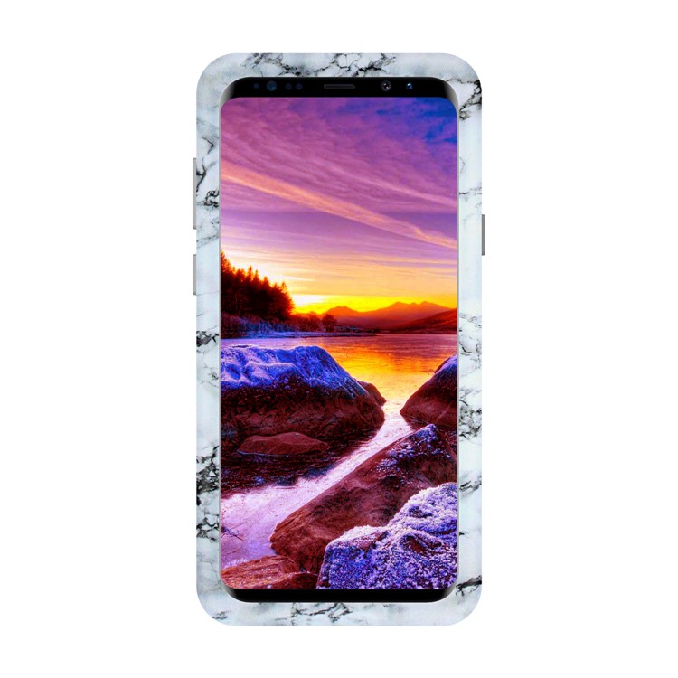 White and Black Marble Pattern 2-in-1 Heavy Duty PC + Silicone Hybrid Shockproof Back Cover for Samsung Galaxy S9 Plus SM-G965-3