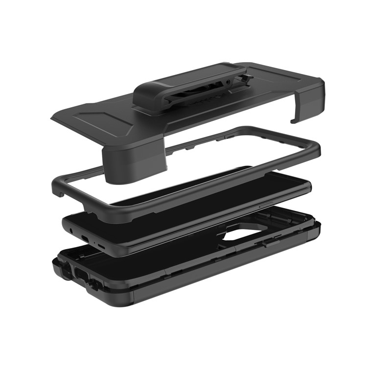 Shockproof 2-in-1 Heavy Duty PC + Silicone Hybrid Card Holder Back Case with Kickstand for Samsung Galaxy S9 Plus SM-G965 - Black-7