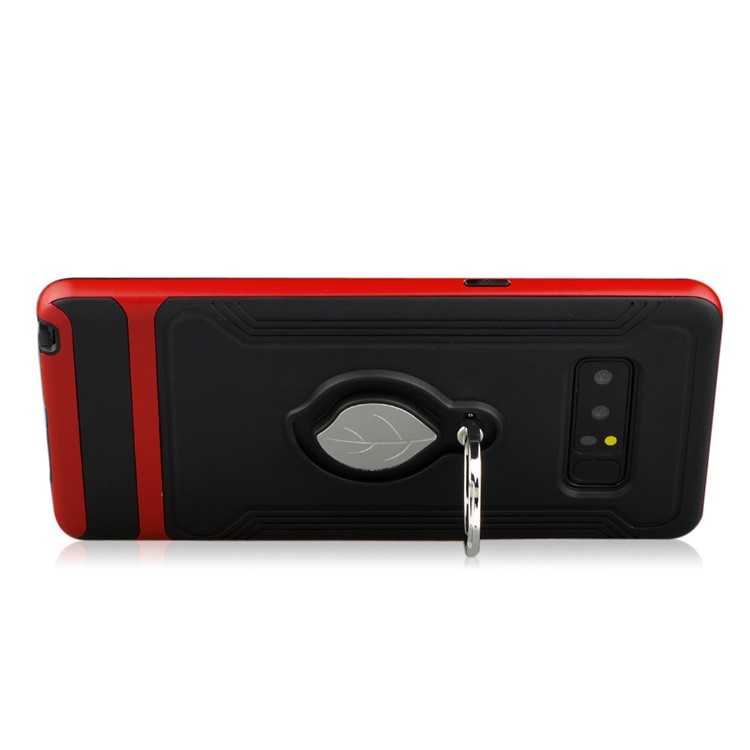 ANGIBABE Maple Leaf Magnetic Ring Holder Kickstand TPU + PC Hybrid Mobile Phone Case for Samsung Galaxy Note 8 SM-N950 - Red-5