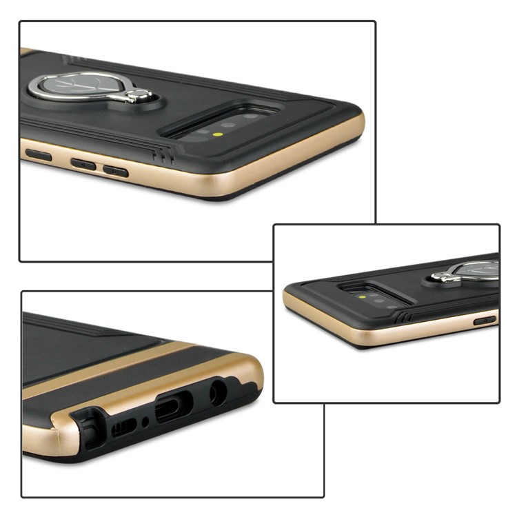 ANGIBABE Maple Leaf Magnetic Ring Holder Kickstand TPU + PC Hybrid Back Case for Samsung Galaxy Note 8 SM-N950 - Gold-6