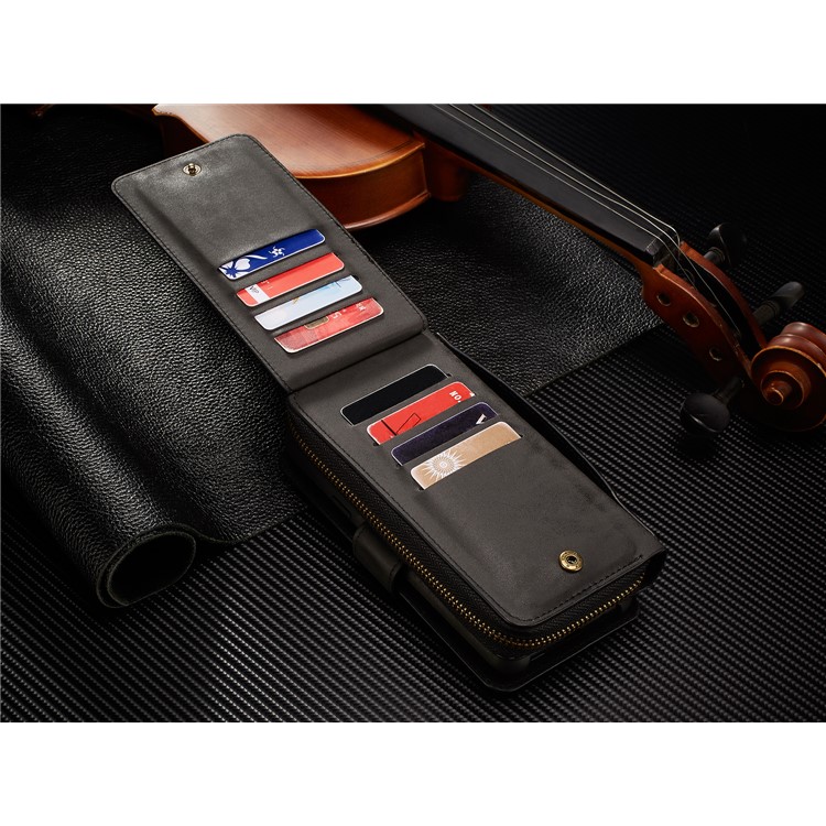 BRG Portable Zipper Wallet Leather Cover + Detachable Leather Coated TPU Case for Samsung Galaxy S9 Plus SM-G965 - Black-9