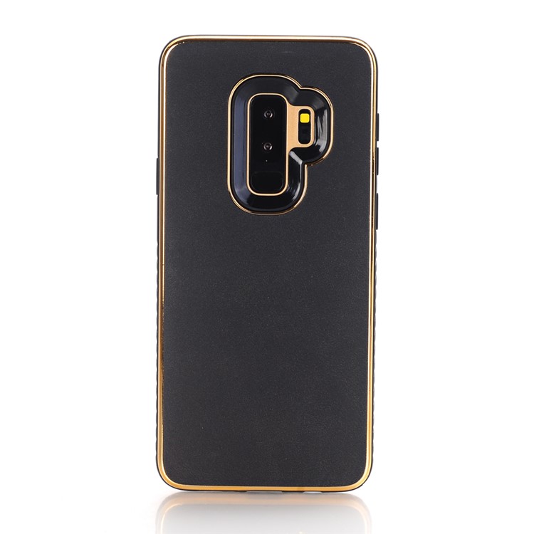 Plating Crazy Horse Leather Coated PC TPU Hybrid Case for Samsung Galaxy S9 Plus SM-G965 - Black-1