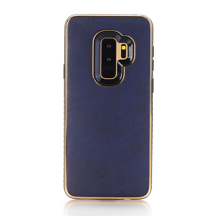 Plating Crazy Horse Leather Coated PC TPU Hybrid Shell for Samsung Galaxy S9+ SM-G965 - Blue-1
