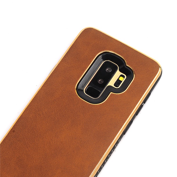 Plated Crazy Horse Leather Coated PC TPU Phone Casing for Samsung Galaxy S9+ SM-G965 - Brown-3
