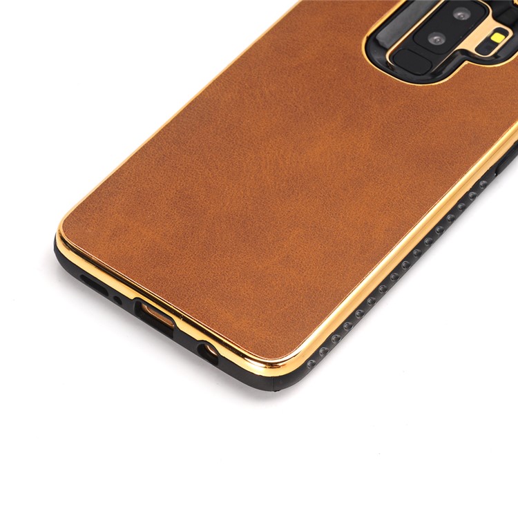 Plated Crazy Horse Leather Coated PC TPU Phone Casing for Samsung Galaxy S9+ SM-G965 - Brown-4