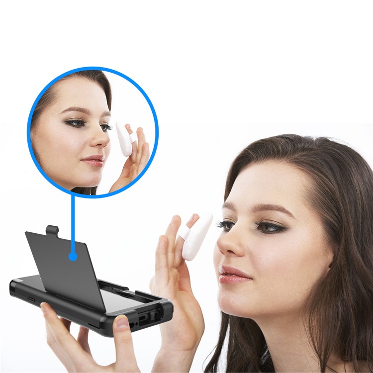 Shockproof 2-in-1 Heavy Duty PC + Silicone Hybrid Card Holder Back Case with Mirror for Samsung Galaxy S9 Plus SM-G965 - Black-11