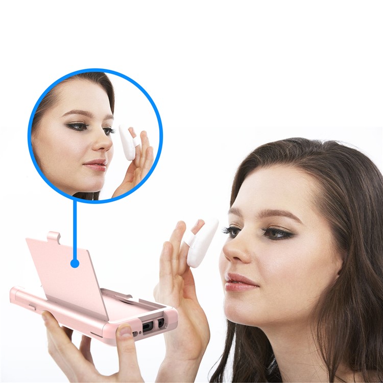 Shockproof 2-in-1 Heavy Duty PC + Silicone Hybrid Card Holder Back Shell with Mirror for Samsung Galaxy S9+ SM-G965 - Pink-8
