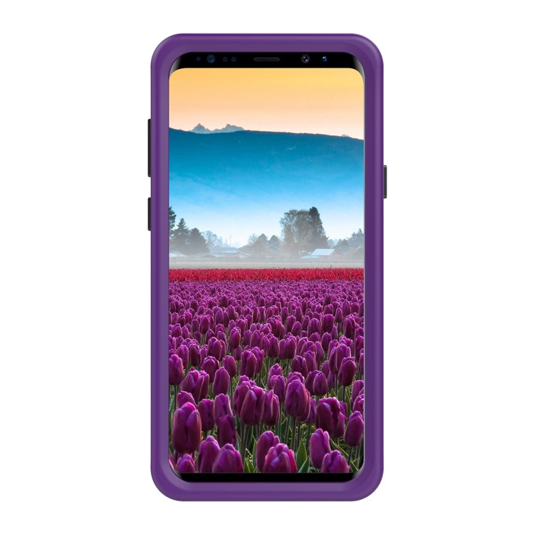 Shockproof 2-in-1 Heavy Duty PC + Silicone Combo Card Holder Back Case with Mirror for Samsung Galaxy S9 Plus SM-G965 - Purple-3