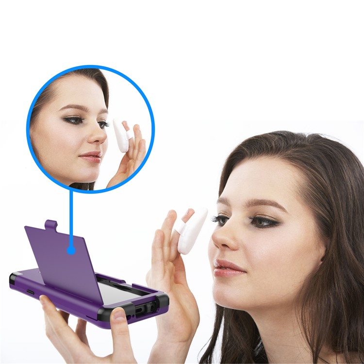 Shockproof 2-in-1 Heavy Duty PC + Silicone Combo Card Holder Back Case with Mirror for Samsung Galaxy S9 Plus SM-G965 - Purple-8