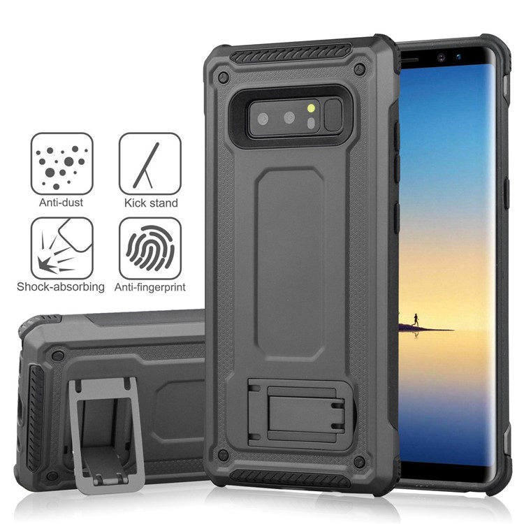 Plastic + TPU Hybrid Shell with Kickstand for Samsung Galaxy Note 8 SM-N950 - Grey-4