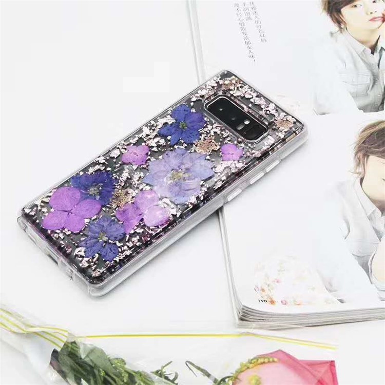 Epoxy Dried Real Flower Preservation PC + TPU Hybrid Phone Case for Samsung Galaxy Note 8 SM-N950 - Style E-1