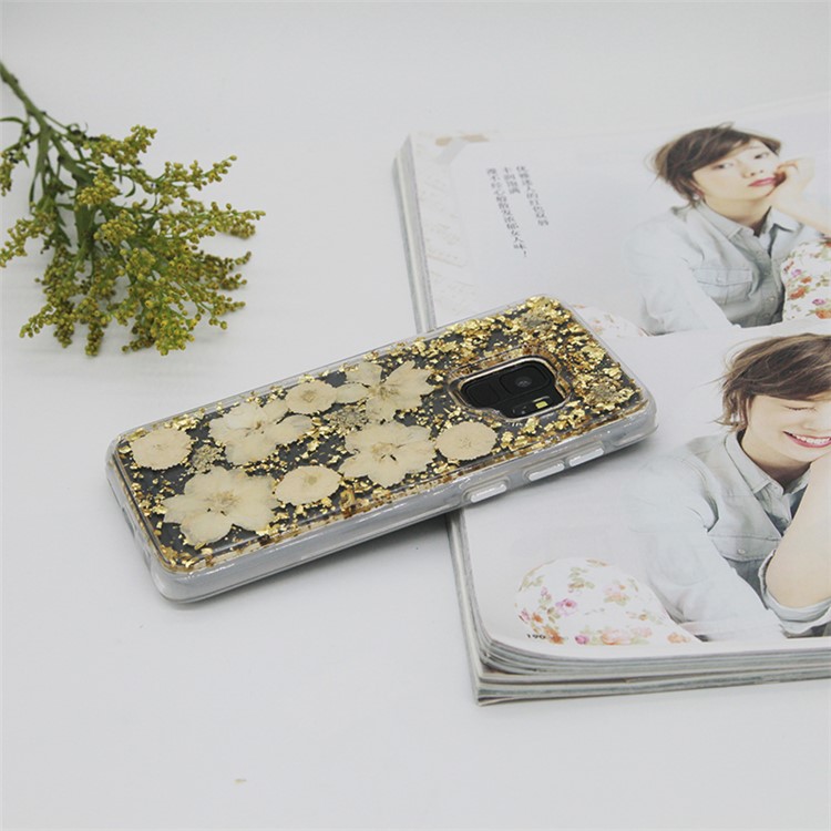 Epoxy Dried Real Flower Preservation PC + TPU Hybrid Phone Case for Samsung Galaxy S9 SM-G960 - Style D-1
