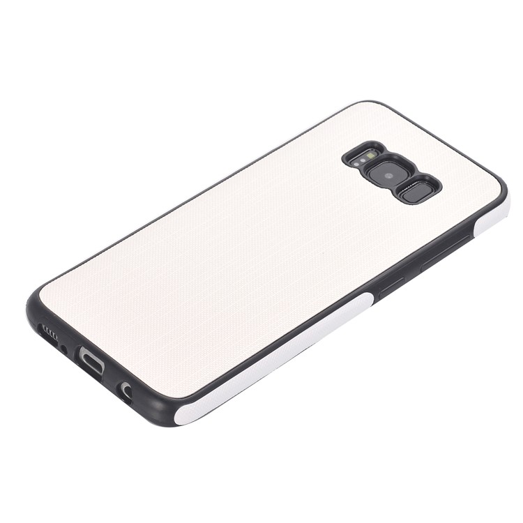 Cloth Texture PU Leather Coated TPU Mobile Phone Shell for Samsung Galaxy S8 Plus SM-G955 - White-2