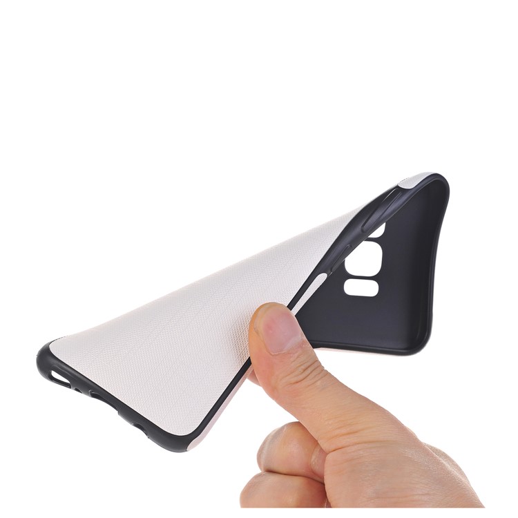 Cloth Texture PU Leather Coated TPU Mobile Phone Shell for Samsung Galaxy S8 Plus SM-G955 - White-5