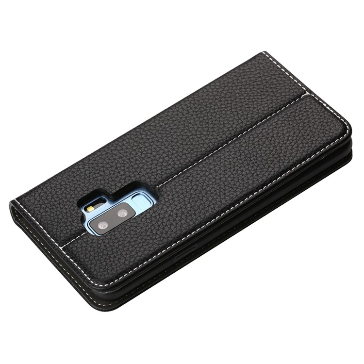 GEBEI Litchi Texture Leather Card Slots Stand Case for Samsung Galaxy S9+ G965 - Black-4