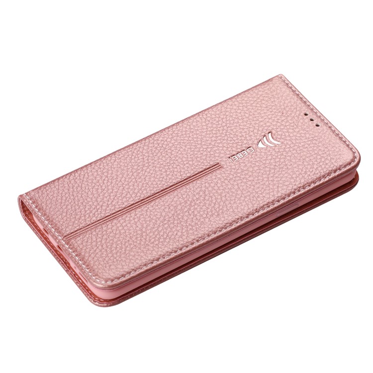 GEBEI Litchi Texture Leather Flip Card Slots Cover Shell for Samsung Galaxy S9+ G965 - Rose Gold-3