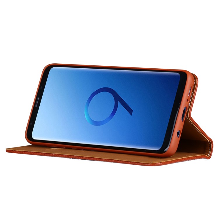 GEBEI Litchi Texture Leather Card Slots Protection Casing with Stand for Samsung Galaxy S9+ G965 - Brown-2