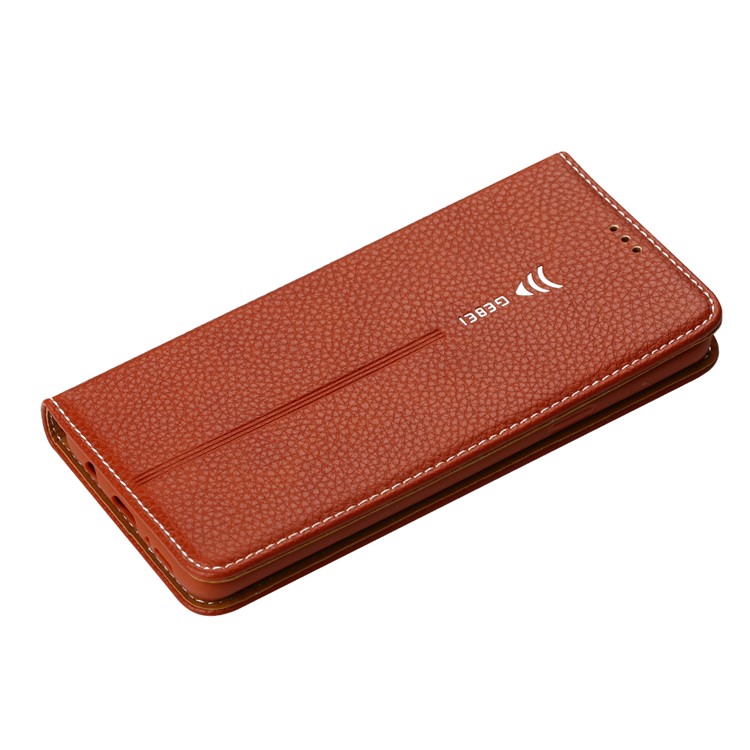 GEBEI Litchi Texture Leather Card Slots Protection Casing with Stand for Samsung Galaxy S9+ G965 - Brown-3