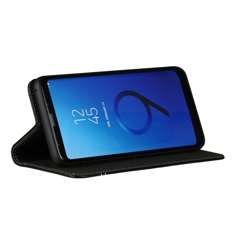 GEBEI Card Holder Genuine Leather Case with Stand for Samsung Galaxy S9+ SM-G965 - Black-2