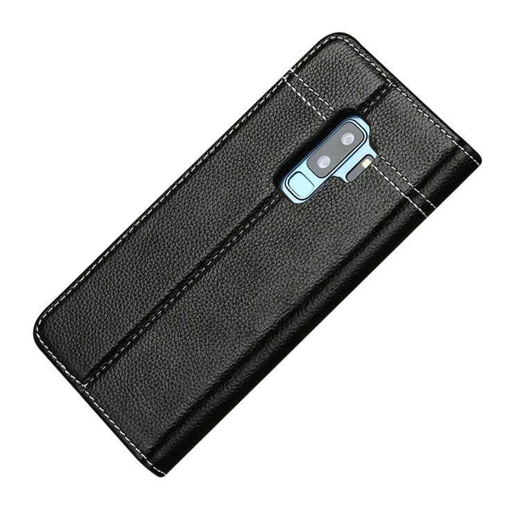 GEBEI Card Holder Genuine Leather Case with Stand for Samsung Galaxy S9+ SM-G965 - Black-3
