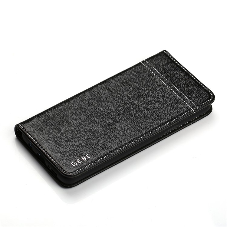 GEBEI Card Holder Genuine Leather Case with Stand for Samsung Galaxy S9+ SM-G965 - Black-4