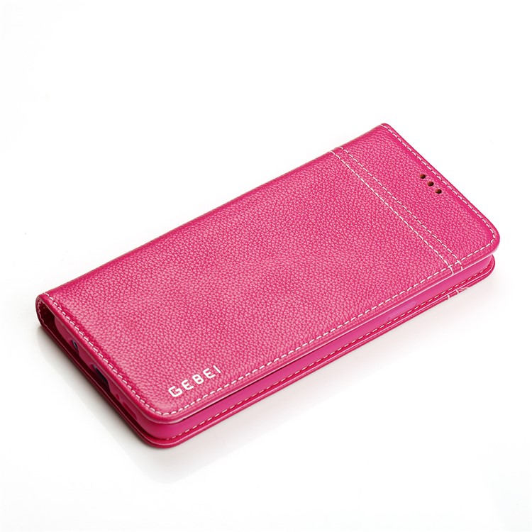 GEBEI Card Holder Genuine Leather Cover with Stand for Samsung Galaxy S9+ SM-G965 - Rose-4