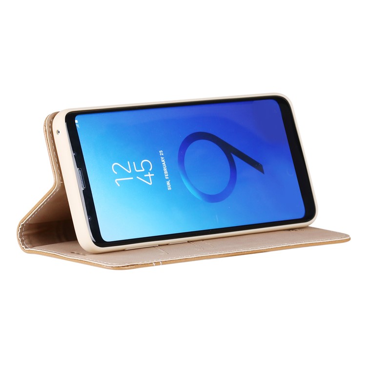 GEBEI Card Holder Genuine Leather Shell with Stand for Samsung Galaxy S9+ SM-G965 - Khaki-2