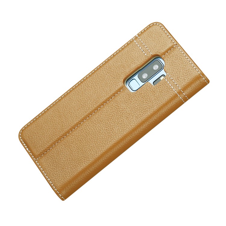 GEBEI Card Holder Genuine Leather Shell with Stand for Samsung Galaxy S9+ SM-G965 - Khaki-3