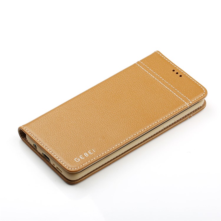 GEBEI Card Holder Genuine Leather Shell with Stand for Samsung Galaxy S9+ SM-G965 - Khaki-4