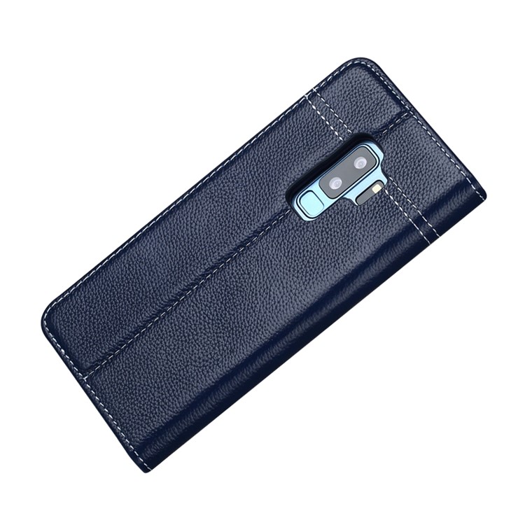 GEBEI Card Holder Genuine Leather Casing with Stand for Samsung Galaxy S9 Plus SM-G965 - Blue-3