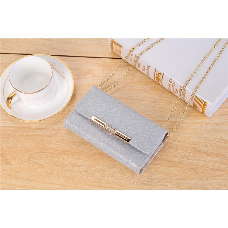 For Samsung Galaxy S9 Plus Detachable 2-in-1 Glitter Powder Diamond PU Leather Wallet + TPU Back Casing - Silver-3