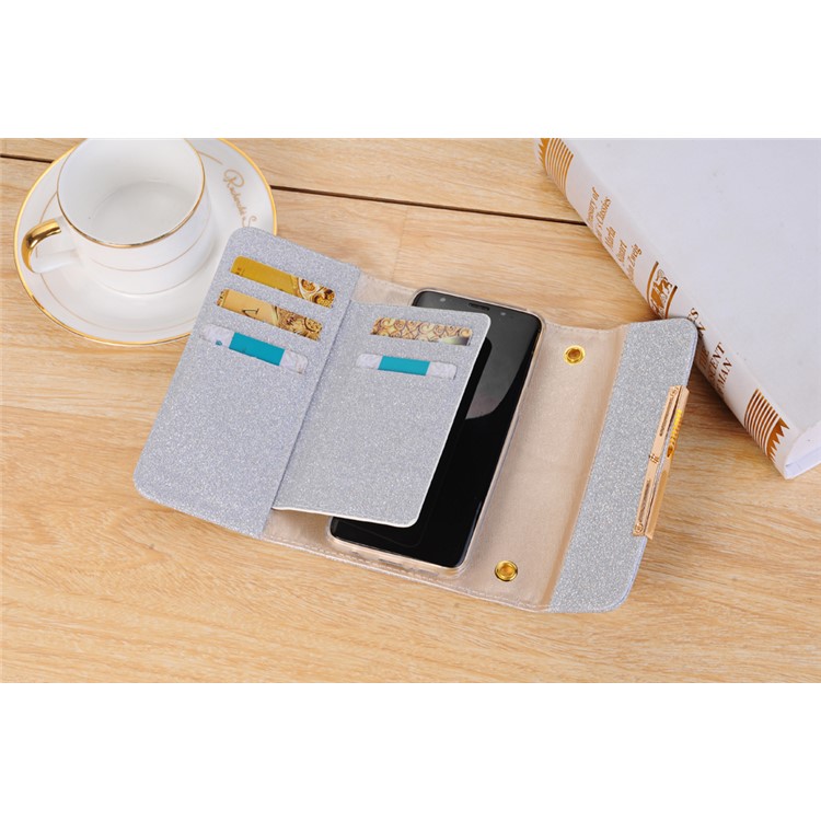 For Samsung Galaxy S9 Plus Detachable 2-in-1 Glitter Powder Diamond PU Leather Wallet + TPU Back Casing - Silver-4