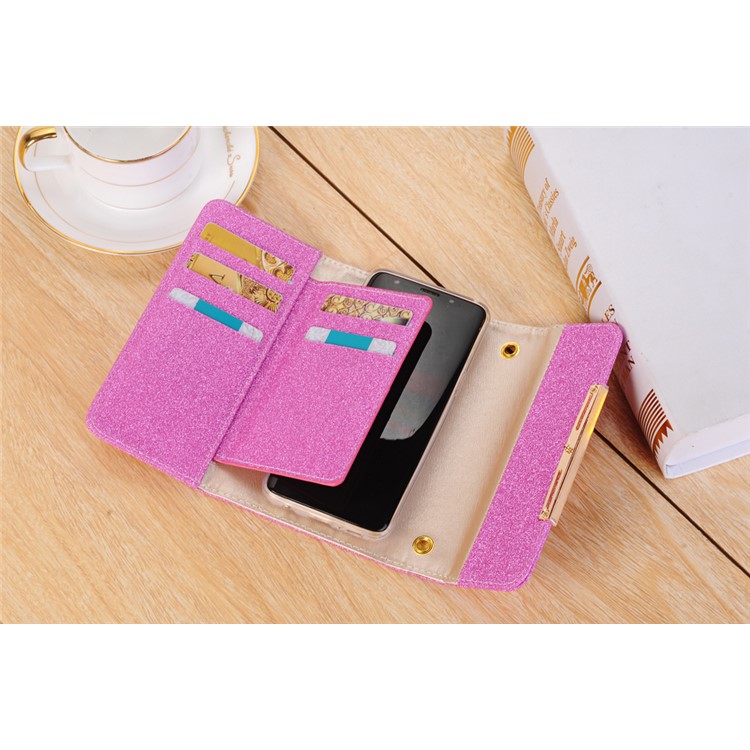 For Samsung Galaxy S9 Plus Detachable 2-in-1 Glitter Powder Diamond PU Leather Wallet + TPU Back Cover - Rose-4