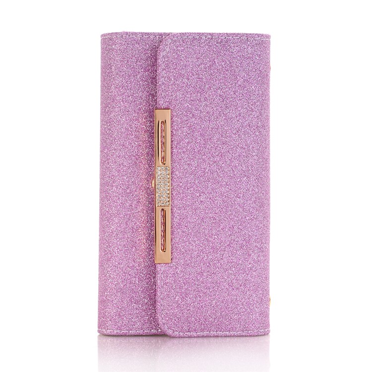For Samsung Galaxy S9 Plus Detachable 2-in-1 Glitter Powder Diamond PU Leather Wallet + TPU Back Shell - Purple-1