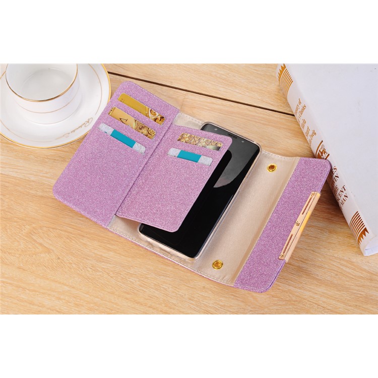 For Samsung Galaxy S9 Plus Detachable 2-in-1 Glitter Powder Diamond PU Leather Wallet + TPU Back Shell - Purple-3