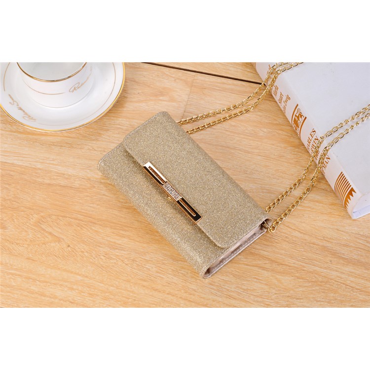For Samsung Galaxy S9 Plus Detachable 2-in-1 Glitter Powder Diamond PU Leather Wallet + TPU Back Phone Case - Gold-3