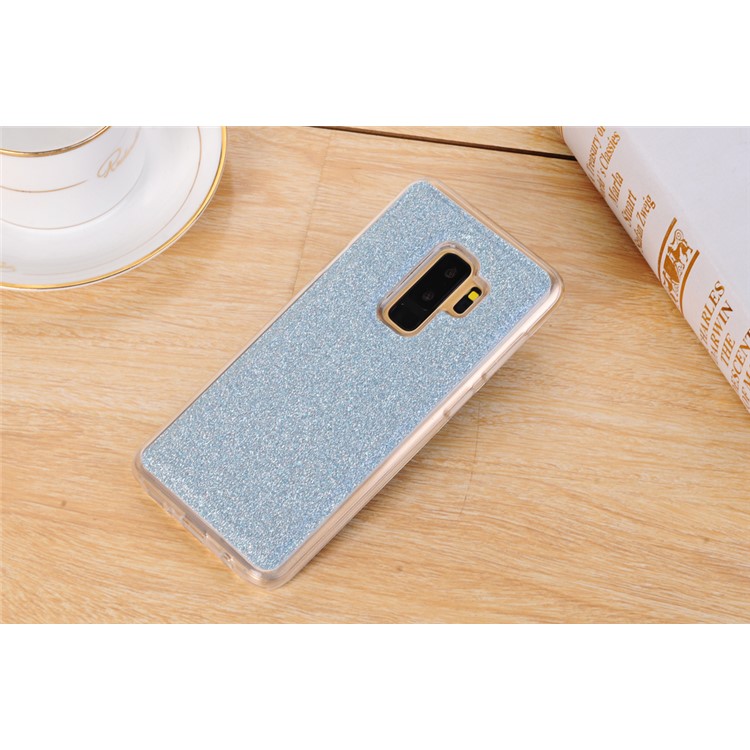 For Samsung Galaxy S9 Plus Detachable 2-in-1 Glitter Powder Diamond PU Leather Wallet + TPU Back Accessory Case - Blue-6