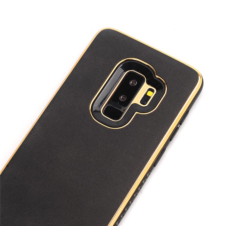 Crazy Horse Texture PU Leather Coated Plated TPU Case for Samsung Galaxy S9+ G965 - Black-3